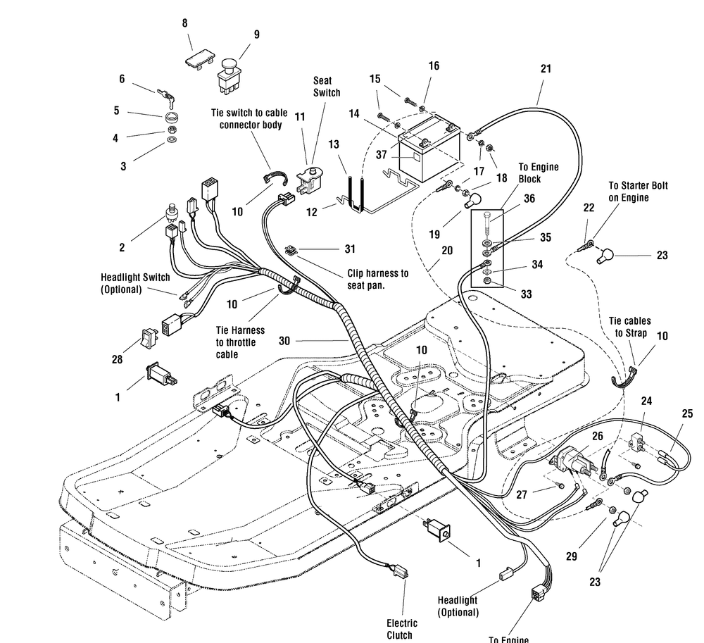 Electrical Group (7501403) Diagram and Parts List for 107289860-7800513,ZTS6000 2009 Briggs and Stratton Lawn Tractor Accessories